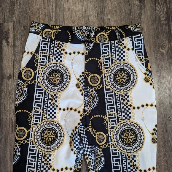 Unisex sz. M funky print black/white pants - Picture 8 of 9